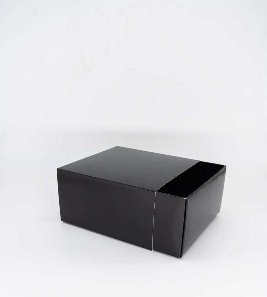 Boîte coulissante noire pour verre grand plat 50cl